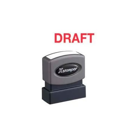 Shachihata Xstamper Pre-Inked Message Stamp, DRAFT, 1-5/8" x 1/2", Red 1360
